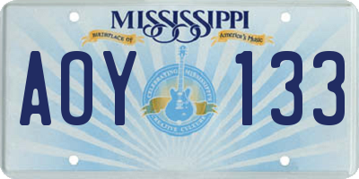 MS license plate AOY133
