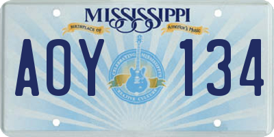 MS license plate AOY134