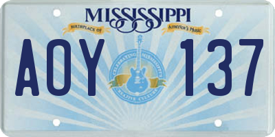 MS license plate AOY137