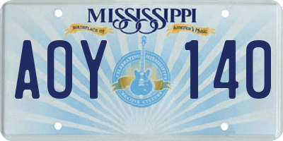 MS license plate AOY140