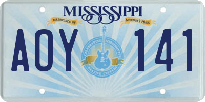 MS license plate AOY141