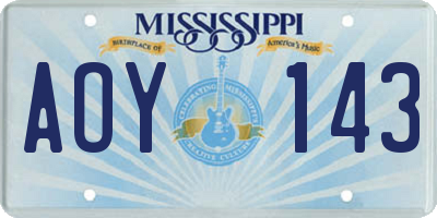 MS license plate AOY143