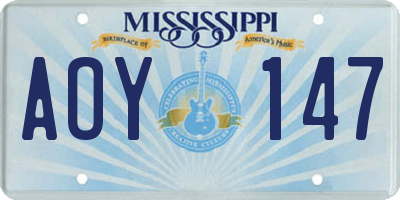 MS license plate AOY147