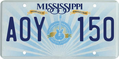 MS license plate AOY150