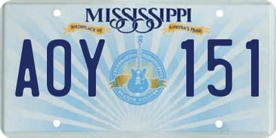 MS license plate AOY151