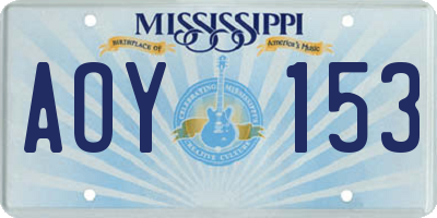 MS license plate AOY153