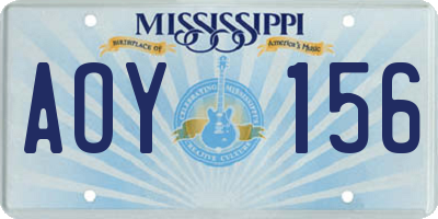 MS license plate AOY156