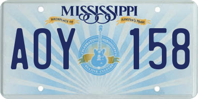 MS license plate AOY158