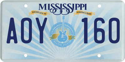 MS license plate AOY160