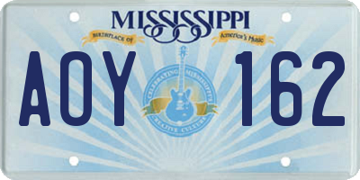 MS license plate AOY162