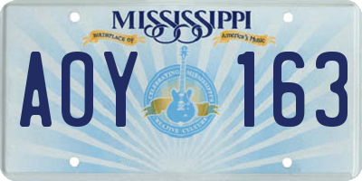 MS license plate AOY163