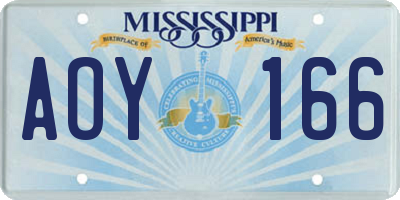 MS license plate AOY166