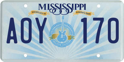 MS license plate AOY170