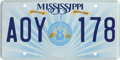 MS license plate AOY178