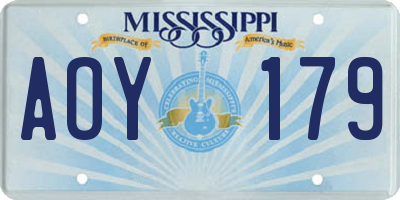MS license plate AOY179