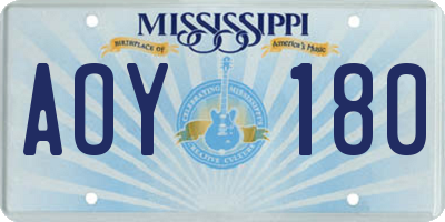 MS license plate AOY180