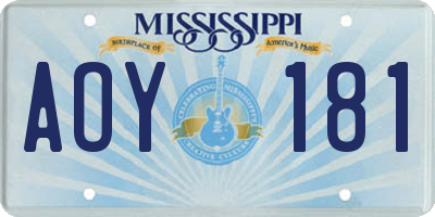 MS license plate AOY181