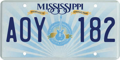 MS license plate AOY182