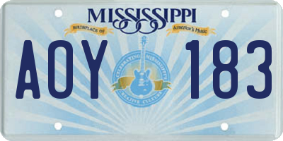 MS license plate AOY183