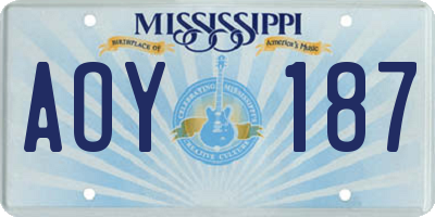 MS license plate AOY187