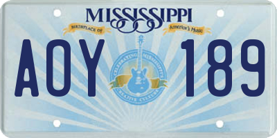 MS license plate AOY189