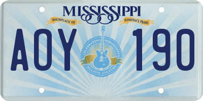MS license plate AOY190