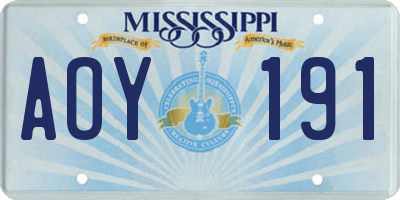 MS license plate AOY191