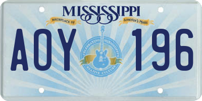 MS license plate AOY196