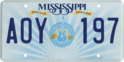 MS license plate AOY197