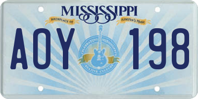 MS license plate AOY198