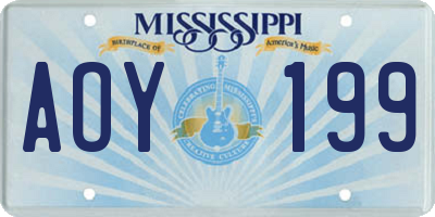 MS license plate AOY199