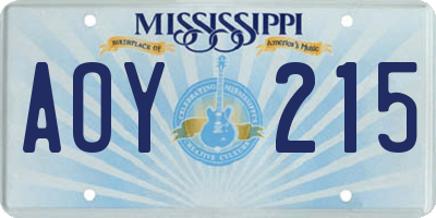 MS license plate AOY215