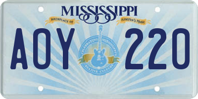 MS license plate AOY220