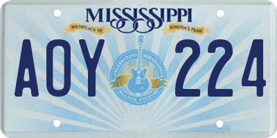 MS license plate AOY224
