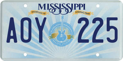 MS license plate AOY225