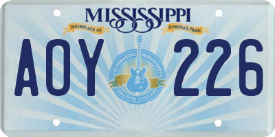 MS license plate AOY226