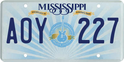 MS license plate AOY227
