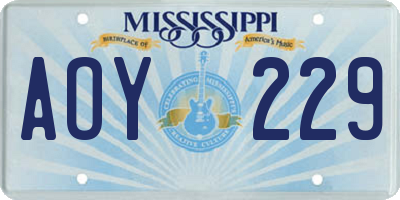 MS license plate AOY229