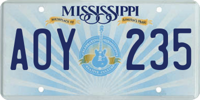 MS license plate AOY235