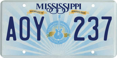 MS license plate AOY237