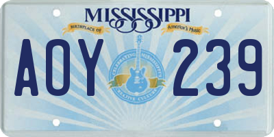 MS license plate AOY239