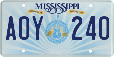 MS license plate AOY240
