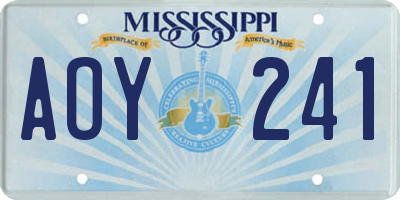 MS license plate AOY241