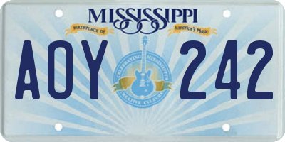 MS license plate AOY242