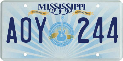 MS license plate AOY244