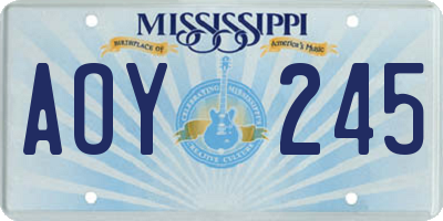 MS license plate AOY245