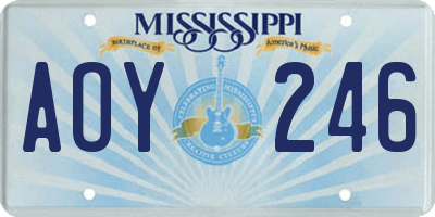 MS license plate AOY246