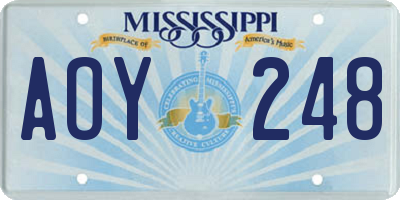 MS license plate AOY248