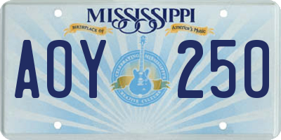 MS license plate AOY250