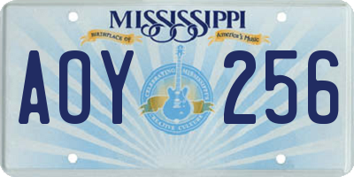 MS license plate AOY256